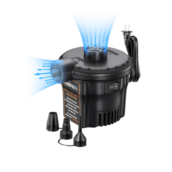 AstroAI Air Mattress Pump with 3 Nozzles for Inflatables, Pool, Balls