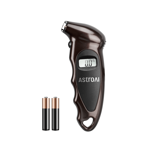 AstroAI Digital Tire Pressure Gauge with Replaceable AAA Battery & Backlit LCD & Non-Slip Grip, 4 Settings Stocking Stuffers for Car/Truck/Bicycle, 150 PSI, Brown