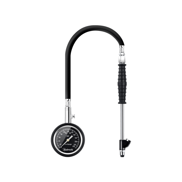 AstroAI Motorcycle Tire Pressure Gauge with Large 2.5" Glow Dial, Dual Head Stainless Steel Made for Car/Truck/Motorcycle, 230 PSI