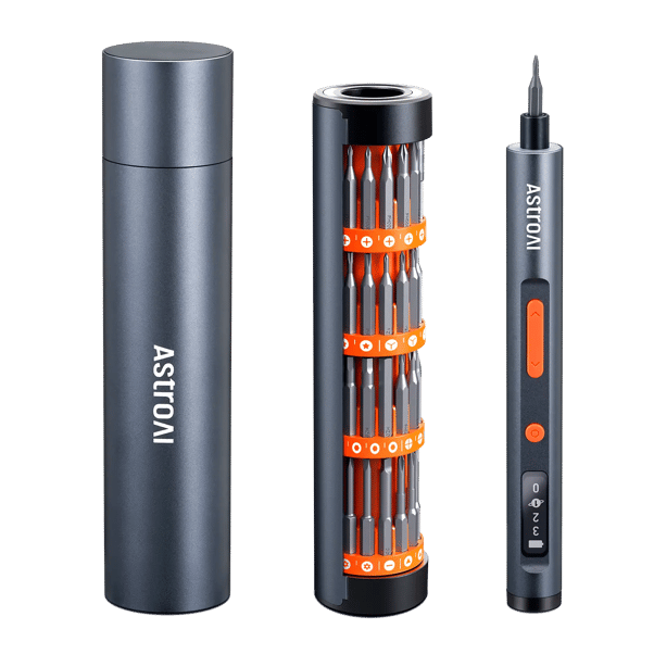 AstroAI 3.7V Electric Screwdriver, 63 in 1 Mini Rechargeable Cordless Set with 60 Magnetic Bits, Rotatable Magnetic Storage