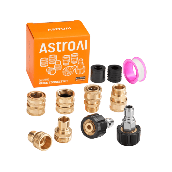 AstroAI Pressure Washer Quick Connect Kit: M22 14mm Swivel, 3/8'' & 3/4" Quick Disconnect Adapters for Enhanced Flexibility