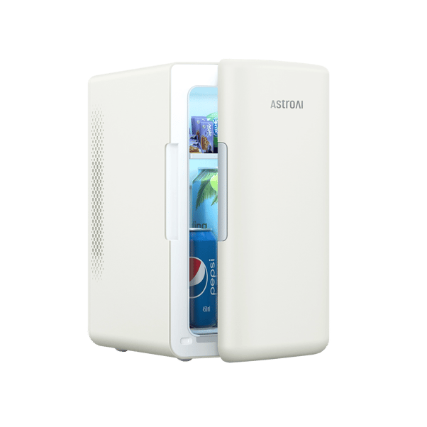 AstroAI Mini Fridge 2.0 Gen, 6 Liter/8 Cans Makeup Skincare Fridge 110V AC/ 12V DC Portable Thermoelectric Cooler and Warmer Little Tiny Fridge (Beige)