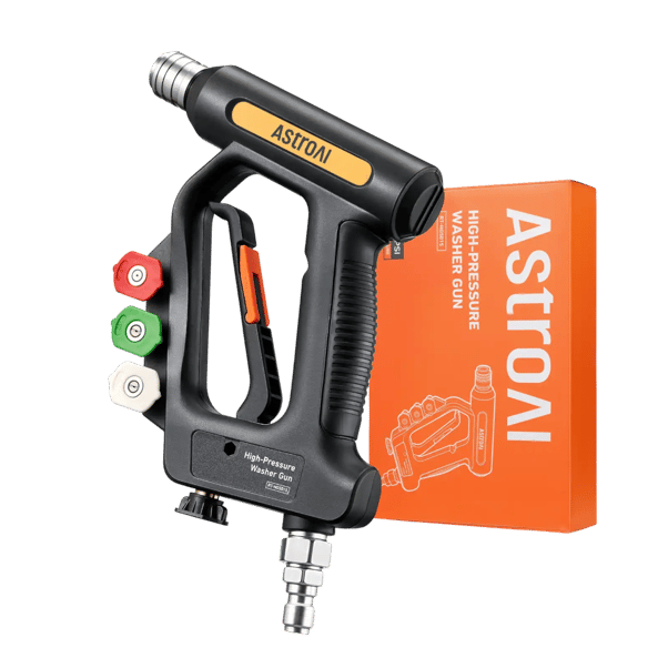AstroAI Short Pressure Washer Gun with Swivel High Pressure Washer with 4 Nozzles and 3/8” Swivel Quick Connector - 4060PSI Max and Compatible, Yellow