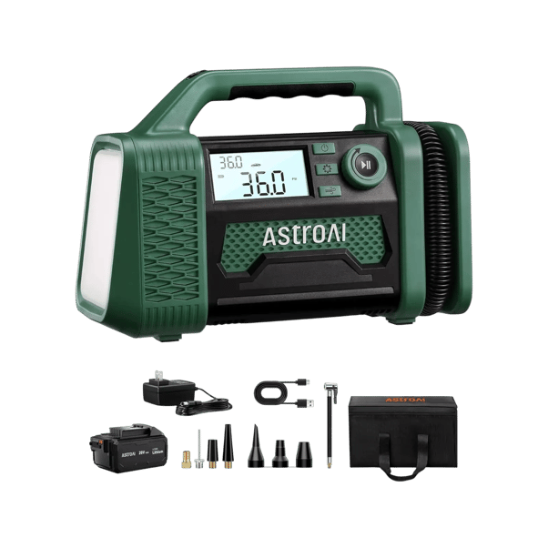 AstroAI TC3 Air Compressor Portable Tire Inflator Offroad Air Compressor for Truck 150PSI with Digital Display Air Pump for Car Heavy Duty Green