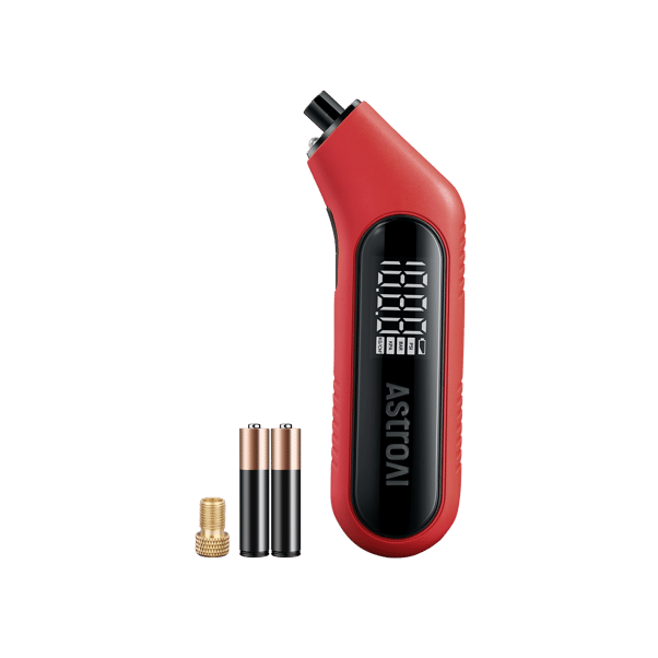 AstroAI Digital Tire Pressure Gauge 300PSI Large Screen with Backlight and Flashlight (Red)