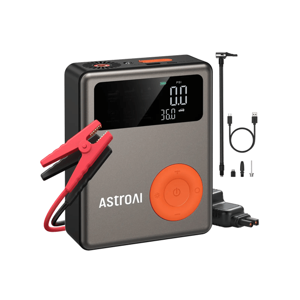 AstroAI MF139 Arrancador de Arranque con compresor de Aire, batería de 1750 A, 12 V con inflador Digital de neumáticos de 150 PSI, Motores diésel de hasta 7.5 L y 5.0 L