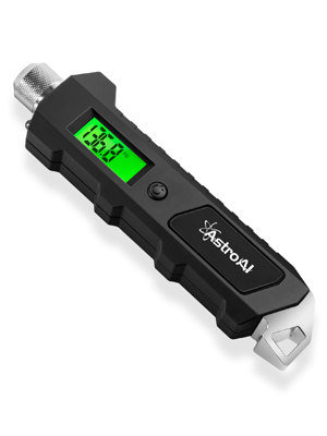 AstroAI Digital Tire Pressure Gauge with 4 Settings for Heavy Duty Truck/Motorcycle/Bike/Car, Backlit LCD Flashlight and Non-Slip, 230 PSI, Black