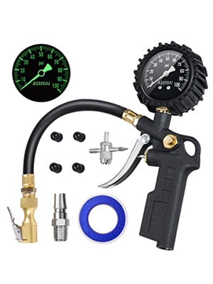 AstroAI エアゲージ タイヤゲージ エアチャックガン 689KPA 空気圧ゲージ 空気圧計