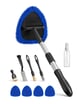 AstroAI 10pcs Windshield Cleaner Tool, Car Interior Detailing Kit with Dual-Head Brush, 3 Cleaning Brushes, 4 Microfiber Pads and Spray Bottle, All-Inclusive Cleaning Solution, Car Accessories, Blue