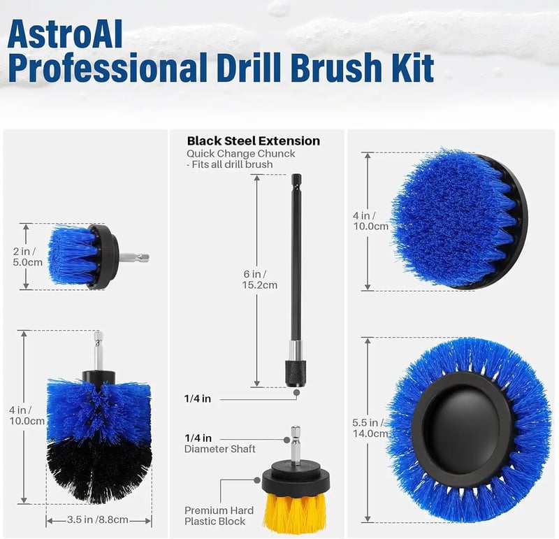 AstroAI Drill Brush Attachment Set 6Pack, Blue
