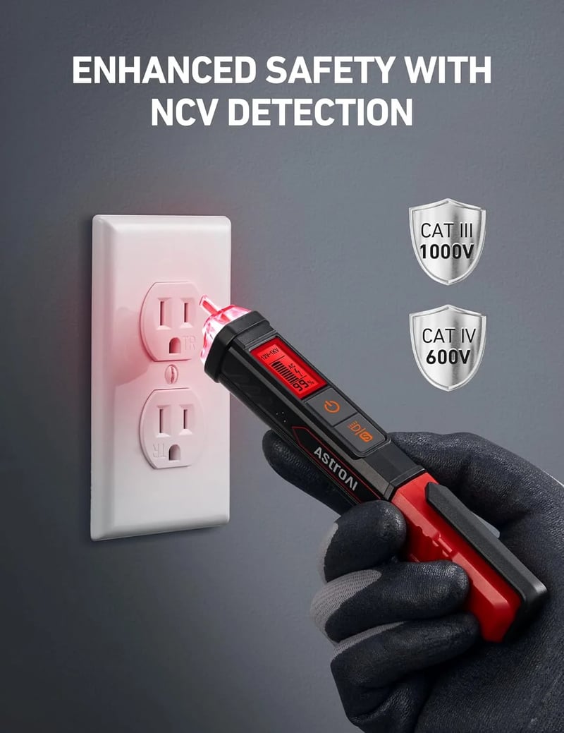 AstroAI VTS1000H Voltage Tester Non Contact Voltage Detector, Dual Range AC 12V/70V-1000V, Live Wire Test, LCD Percentage Display