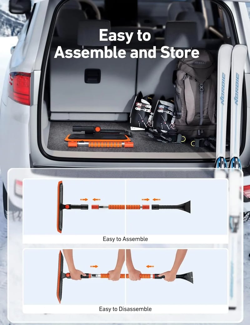 AstroAI 47.2 Inch 2-in-1 Snow Broom and Detachable Ice Scraper