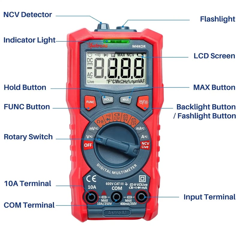 AstroAI Digital Multimeter 4000 Counts, Model M4K0R