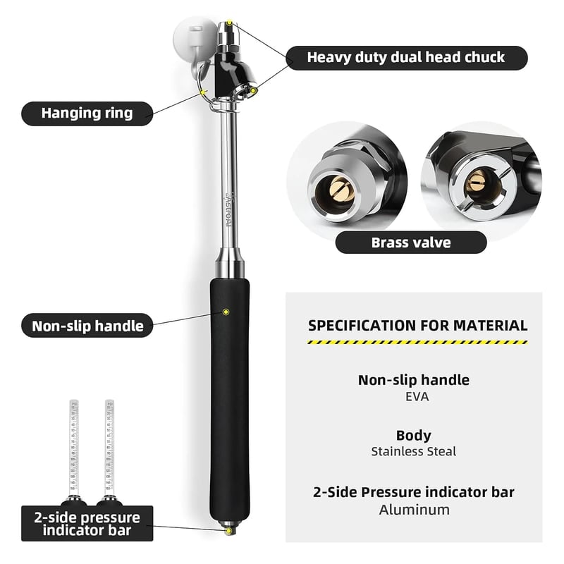 AstroAI Tire Pressure Gauge with Heavy Duty Dual Head Chuck and Non-Slip Handle for Cars, Trucks, Bikes, 150 PSI