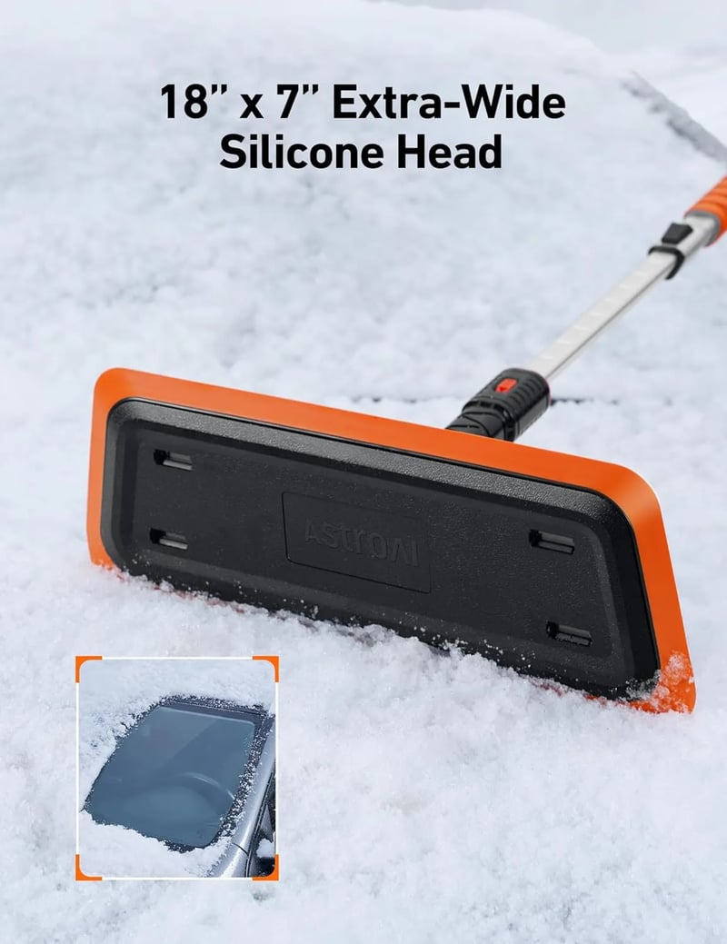 AstroAI 47.2 Inch 2-in-1 Snow Broom and Detachable Ice Scraper