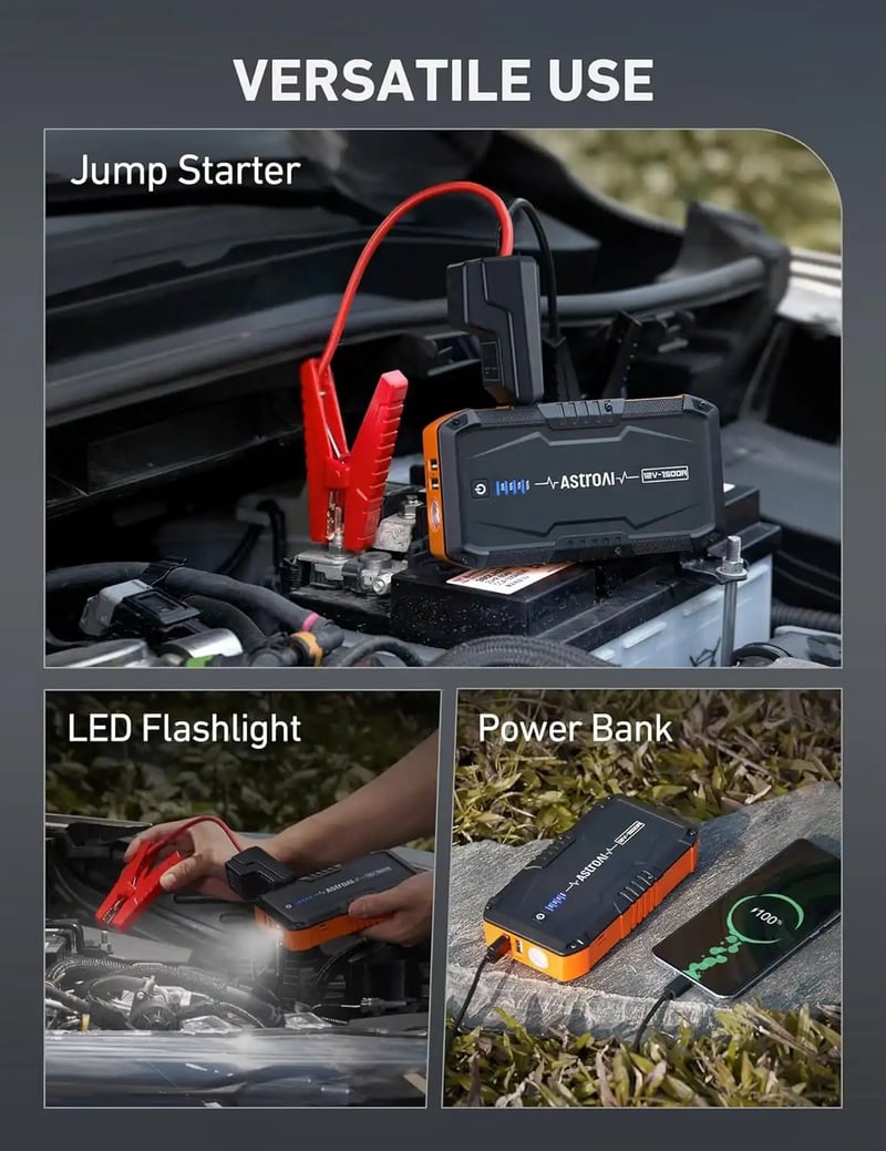 AstroAI S8 Jump Starter 1500A Battery Jump Starter with 3 Modes Flashlight and Jumper Cable