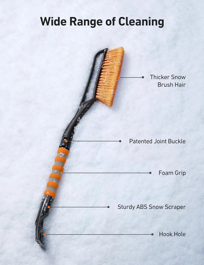 AstroAI 27 Inch Snow Brush 1 Pack (Orange)