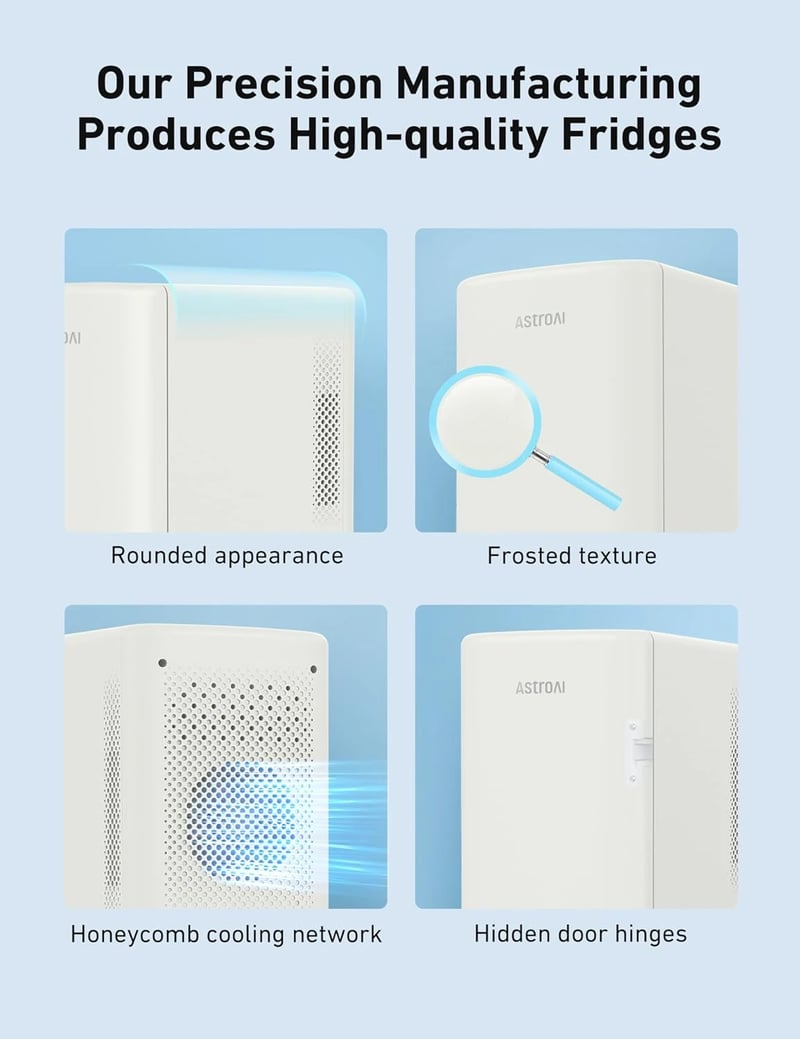 AstroAI Mini Fridge 2.0 Gen, 6 Liter/8 Cans Makeup Skincare Fridge 110V AC/ 12V DC Portable Thermoelectric Cooler and Warmer Little Tiny Fridge (Beige)
