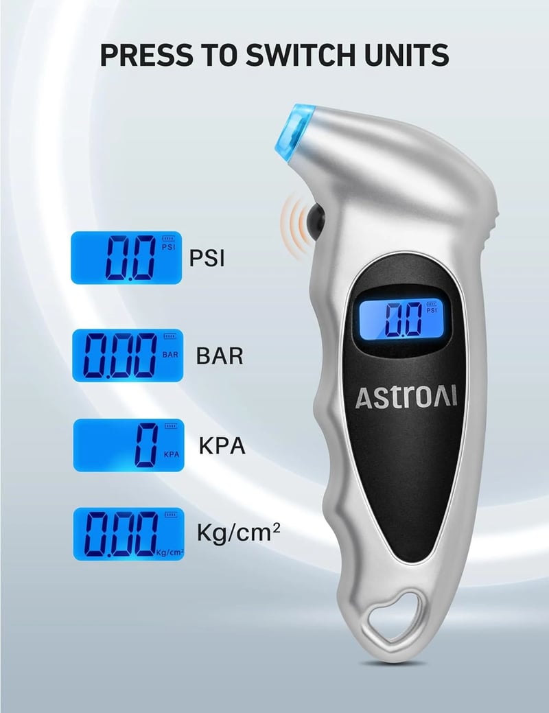 AstroAI 150 PSI Digital Tyre Pressure Gauge, Silver