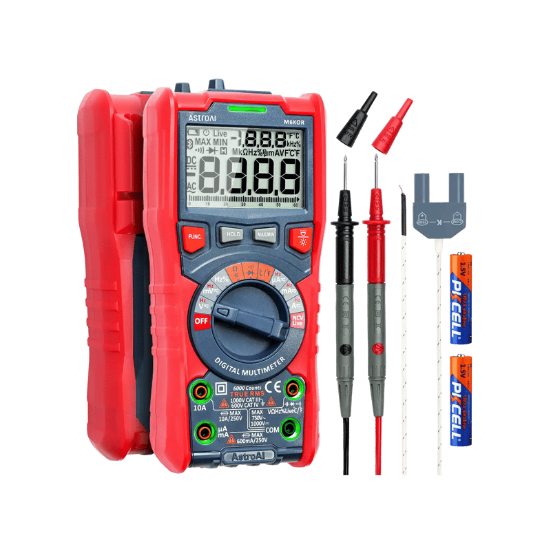 AstroAI M6K0R Digital Multimeter TRMS 6000 Counts, Measuring AC/DC Voltage, Current, Capacitance, Resistance, Frequency, Temperature, Continuity Diodes with NCV