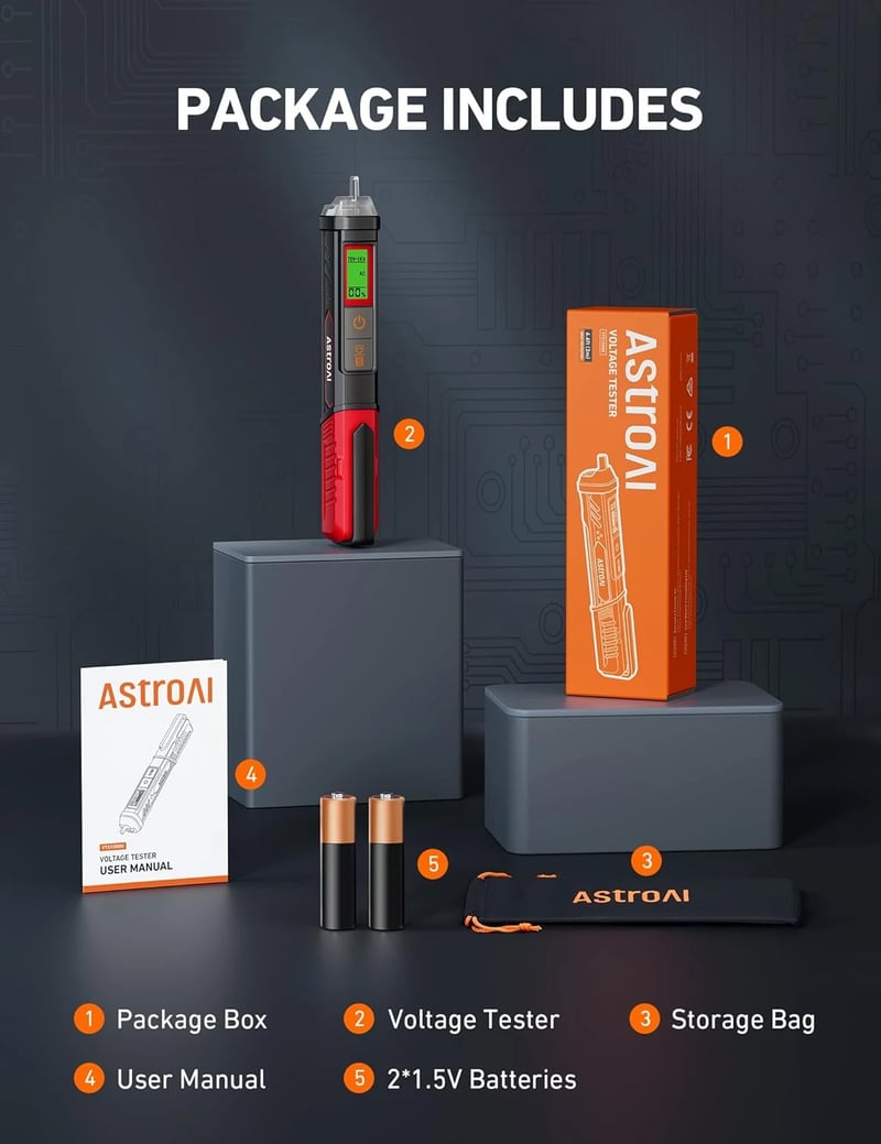 AstroAI VTS1000H Voltage Tester Non Contact Voltage Detector, Dual Range AC 12V/70V-1000V, Live Wire Test, LCD Percentage Display
