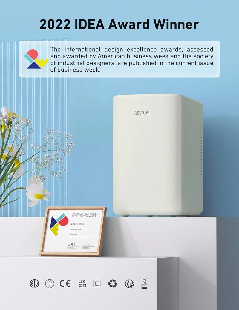 AstroAI Mini Fridge 2.0 Gen, 6 Liter/8 Cans Makeup Skincare Fridge 110V AC/ 12V DC Portable Thermoelectric Cooler and Warmer Little Tiny Fridge (Beige)