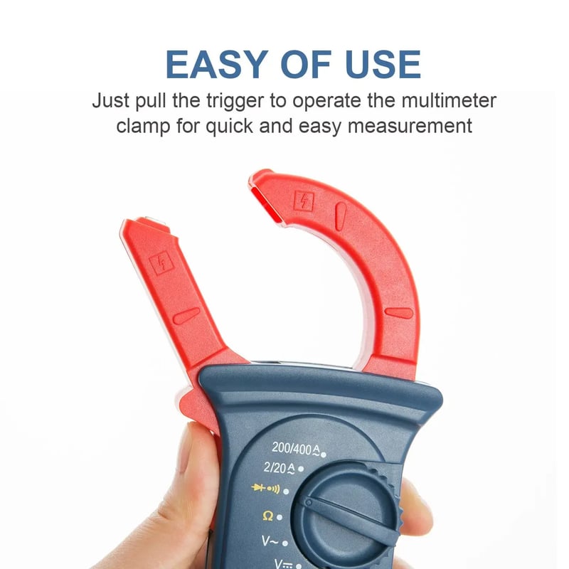 AstroAI Digital Clamp Meter 2000 Counts with Auto Ranging, Measures DC/AC Voltage, Amp, Current, Resistance, Continuity, Tests Diodes, Model DT202