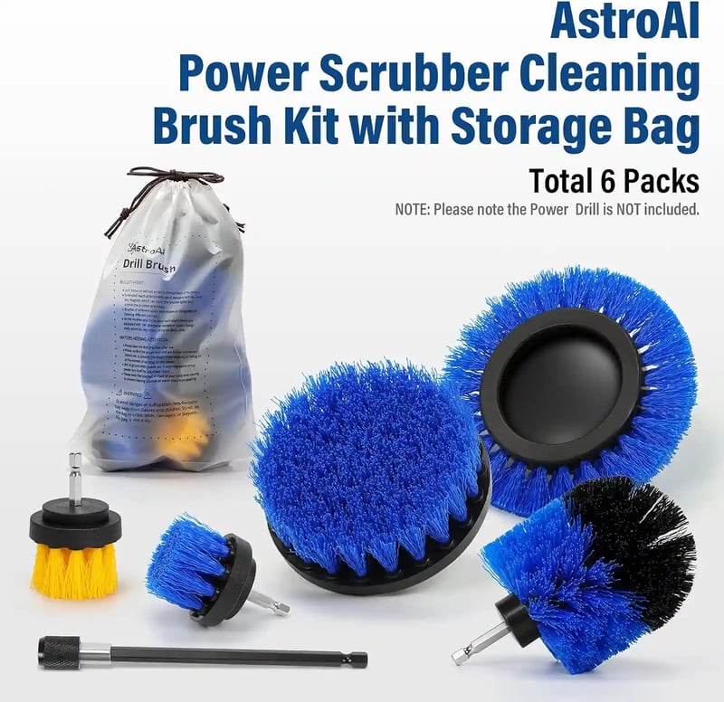 AstroAI Drill Brush Attachment Set 6Pack, Blue
