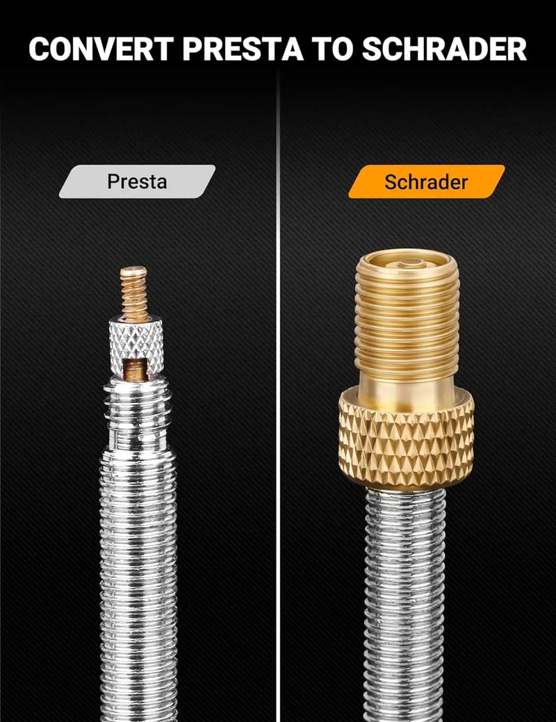 AstroAI Brass Presta Valve Adapter, Convert Presta to Schrader Valve Adaptor for Bikes, Inflate Tire by Standard Pump or Air Compressor (4 Pack)