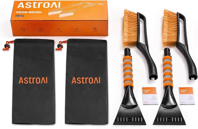 AstroAI 27 Inch Snow Brush 2 Pack (Orange)