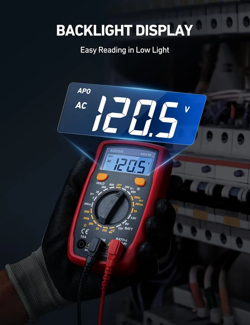 AstroAI 7 Function Digital Multimeter Tester 2000 Counts, Measures DC/AC Voltage, Current, Resistance, Continuity, Diode, and More