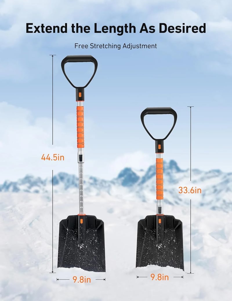 AstroAI Lightweight Snow Shovel for Car, Extendable Snow Shovel with Thickened Aluminum Handle and Blade, Portable and Multifunctional