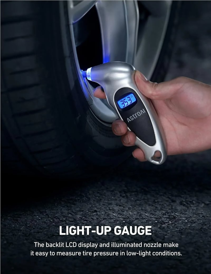AstroAI 150 PSI Digital Tyre Pressure Gauge, Silver
