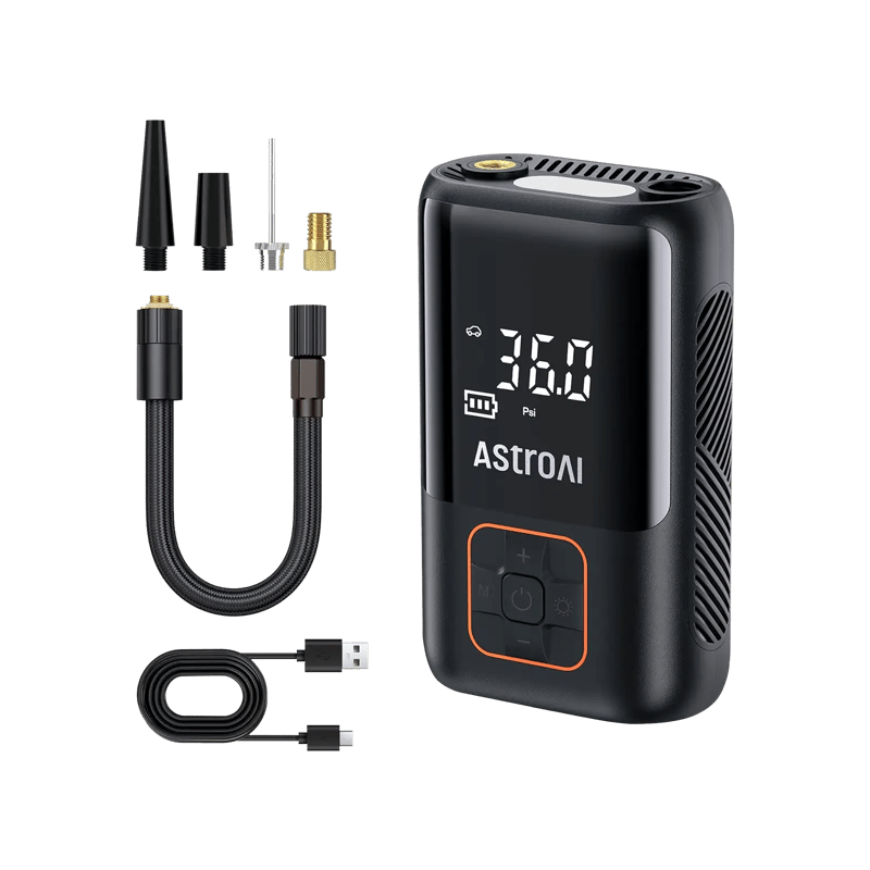 AstroAI L3 Auto Air Pump with Battery Powed Power Bank & Digital Screen for Car Tires, Motorcycles, Bikes, and Balls, 150 PSI
