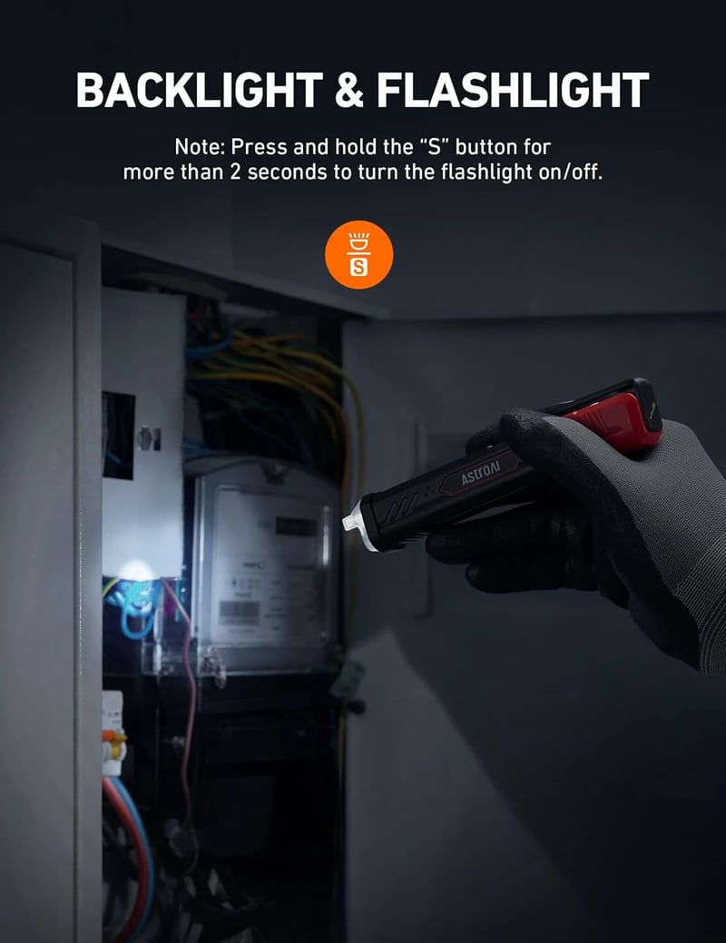 AstroAI VTS1000H Voltage Tester Non Contact Voltage Detector, Dual Range AC 12V/70V-1000V, Live Wire Test, LCD Percentage Display