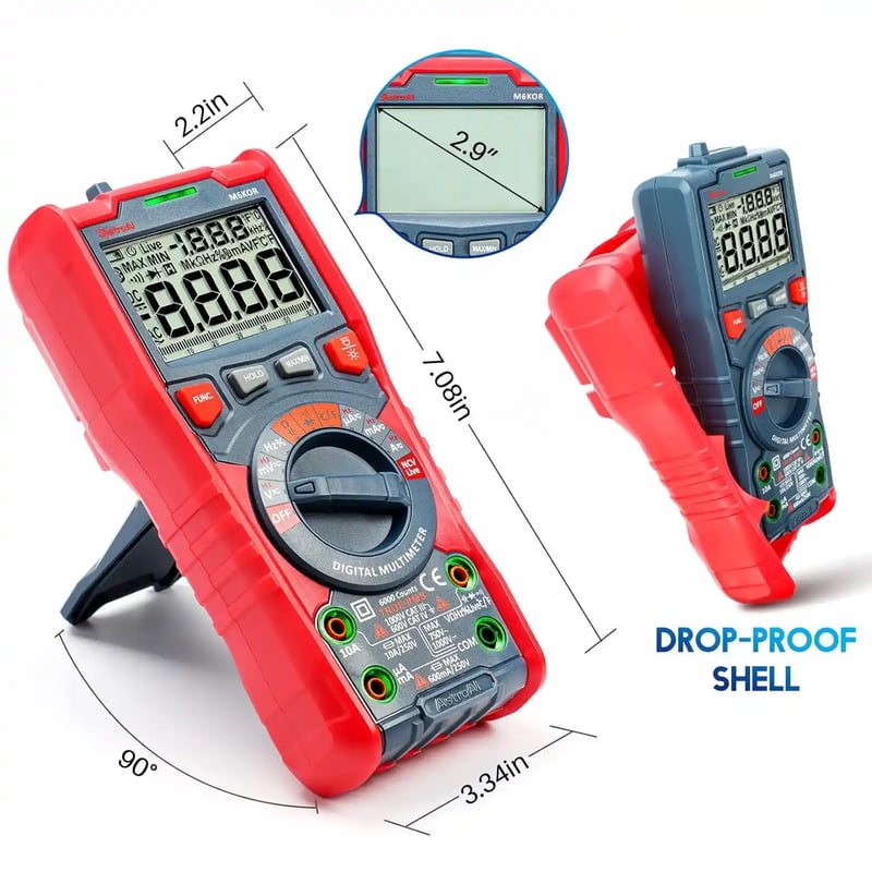 AstroAI M6K0R Digital Multimeter TRMS 6000 Counts, Measuring AC/DC Voltage, Current, Capacitance, Resistance, Frequency, Temperature, Continuity Diodes with NCV