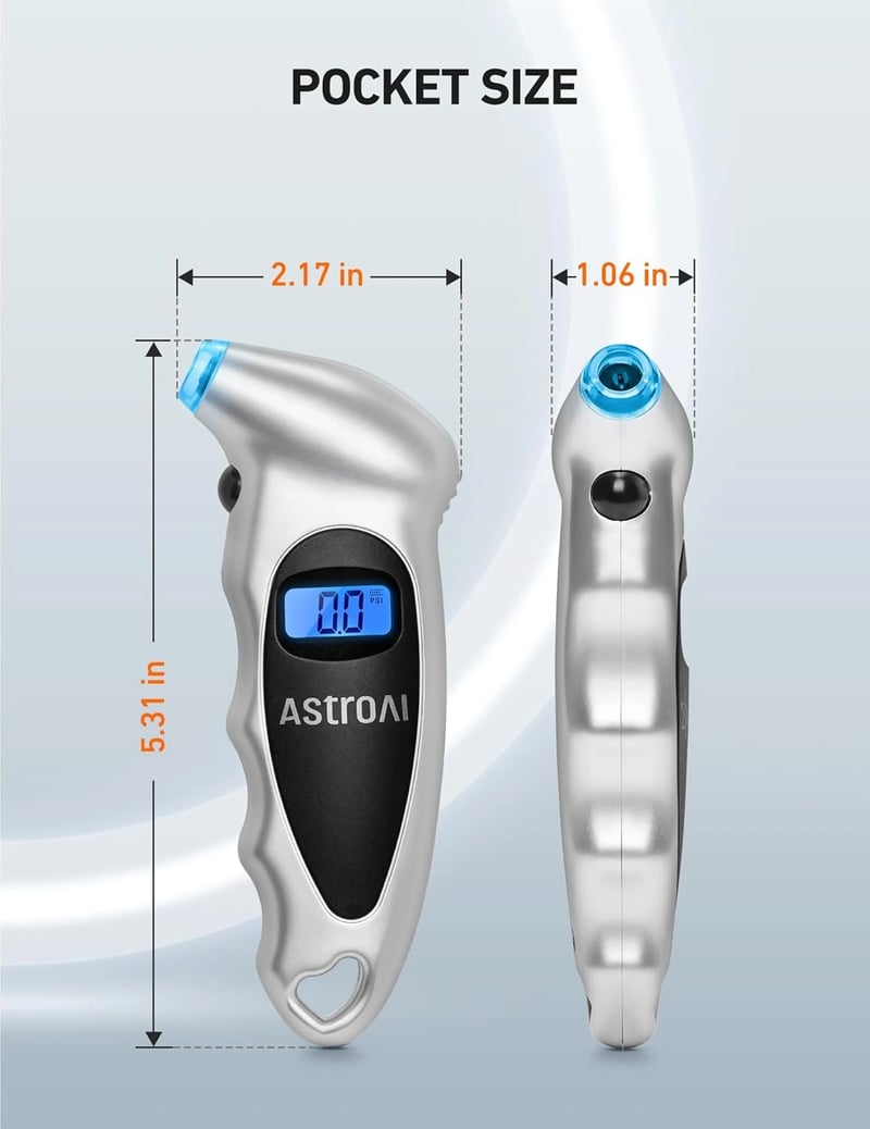 AstroAI 150 PSI Digital Tyre Pressure Gauge, Silver
