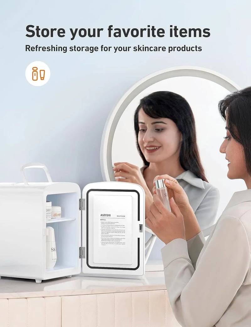AstroAI White Mini Fridge​ for Skincare, Bedroom, Office and Car, 4 Liter/6 Can, AC/DC, ETL Listed