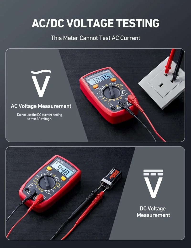 AstroAI 7 Function Digital Multimeter Tester 2000 Counts, Measures DC/AC Voltage, Current, Resistance, Continuity, Diode, and More