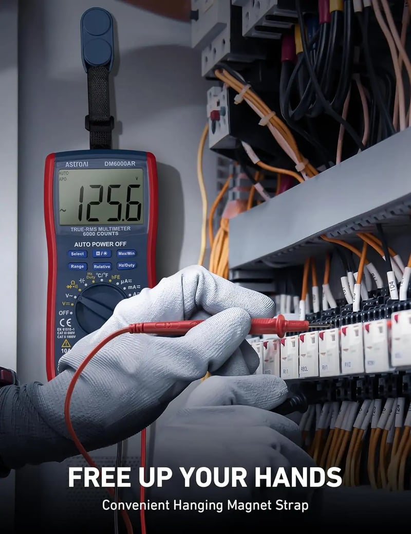AstroAI DM6000AR Digital Multimeter 6000 Counts, Measures Voltage, Current, Resistance, Diodes, Continuity, Duty-Cycle Capacitance, Temperature, and More