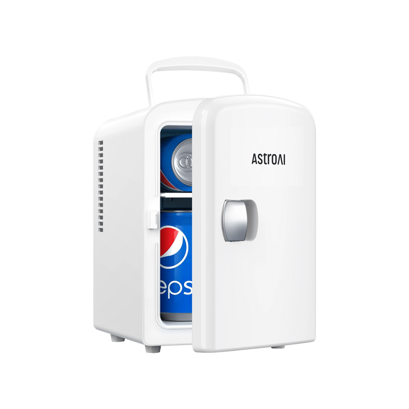AstroAI White Mini Fridge​ for Skincare, Bedroom, Office and Car, 4 Liter/6 Can, AC/DC, ETL Listed