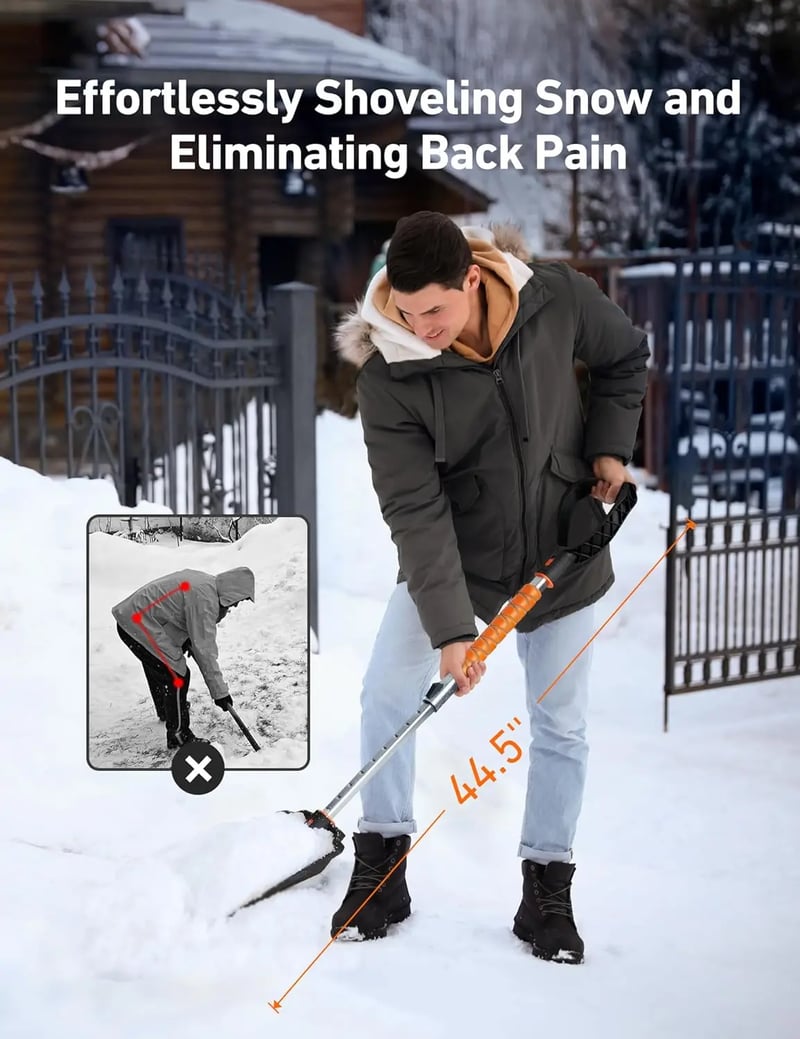 AstroAI Lightweight Snow Shovel for Car, Extendable Snow Shovel with Thickened Aluminum Handle and Blade, Portable and Multifunctional