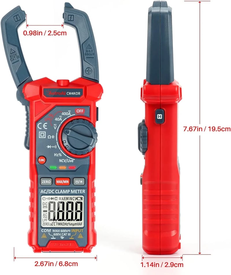 AstroAI CM4K0R Digital Clamp Meter 4000 Counts, Measuring AC/DC Voltage, Amp, Resistance, Capacitance, Frequency, Continuity, Live Wire Test, etc.