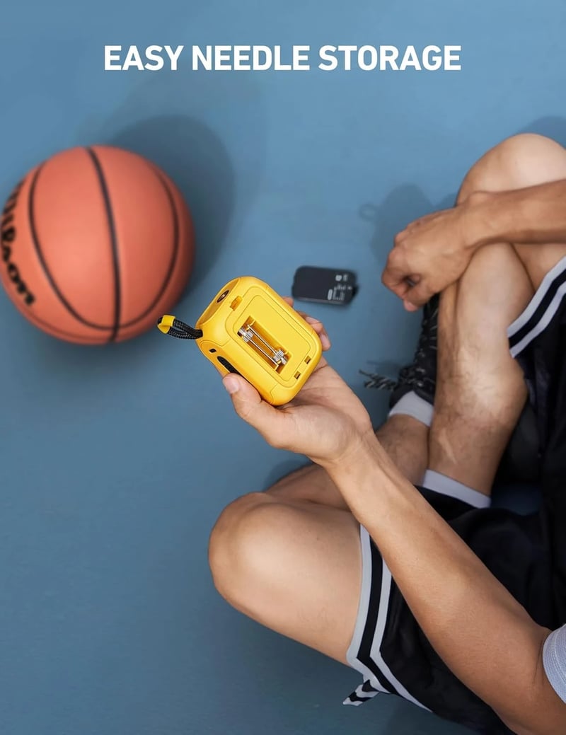 AstroAI Portable Electric Ball Pump - Ultra Fast Inflation, with Digital LCD Display, Preset Pressure with Ball Needle for Basketball, Soccer, and Sports Balls Yellow