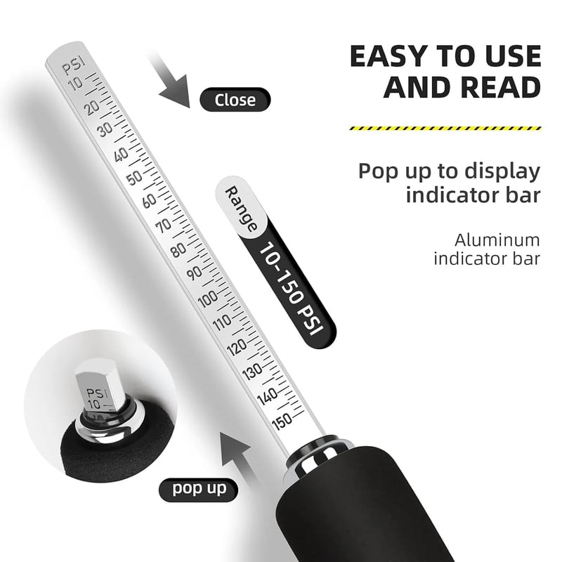 AstroAI Tire Pressure Gauge with Heavy Duty Dual Head Chuck and Non-Slip Handle for Cars, Trucks, Bikes, 150 PSI