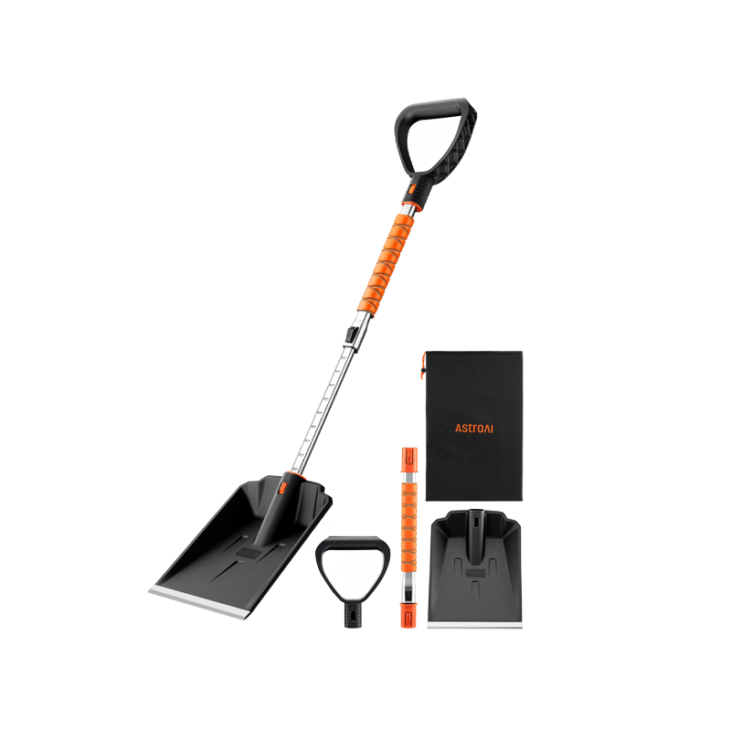 AstroAI Lightweight Snow Shovel for Car, Extendable Snow Shovel with Thickened Aluminum Handle and Blade, Portable and Multifunctional
