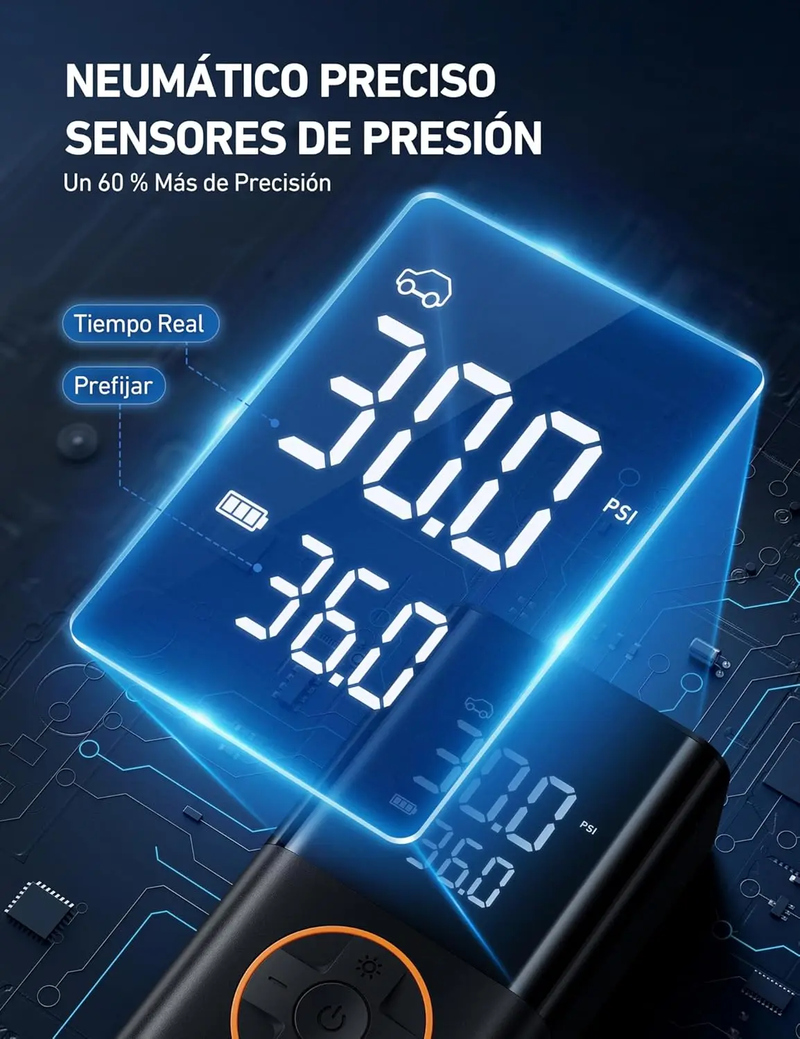 AstroAI Compresor Aire Portátil, Inflador Ruedas Coche, Compresor Aire Coche, Hinchador Ruedas Coche con Batería Recargable de 2000 mAh x 2 y Luz LED