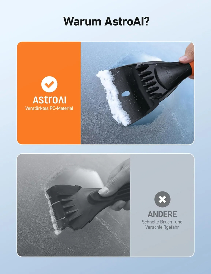 AstroAI Eiskratzer Auto Profi Scheibenkratzer Auto Effizienter & Sicherer mit Ergonomischem Ultraweichem Eva-Griff