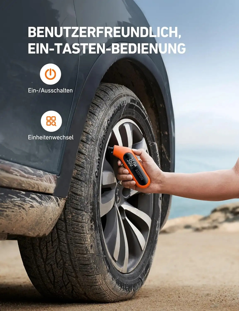 AstroAI Reifendruckprüfer Digitaler luftdruckprüfer 300 PSI Große Display mit Taschenlampe AAA-Batterie