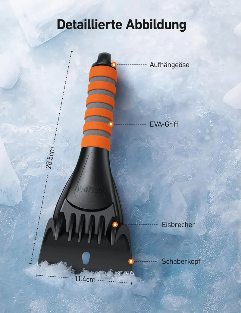 AstroAI Eiskratzer Auto Profi Scheibenkratzer Auto Effizienter & Sicherer mit Ergonomischem Ultraweichem Eva-Griff